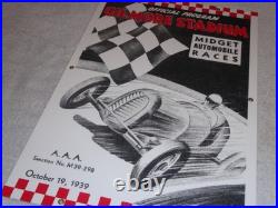 Vintage Gilmore Stadium Midget Car Race 18 Porcelain Metal Gasoline & Oil Sign