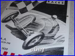 Vintage Gilmore Stadium Midget Car Race 18 Porcelain Metal Gasoline & Oil Sign