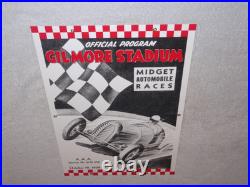 Vintage Gilmore Stadium Midget Car Race 18 Porcelain Metal Gasoline & Oil Sign