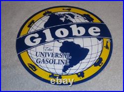 Vintage Globe The Universal Gasoline Airplane Boat Car Porcelain Metal Oil Sign