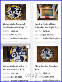 Vintage Globe The Universal Gasoline Airplane Boat Car Porcelain Metal Oil Sign