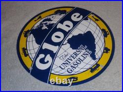 Vintage Globe The Universal Gasoline Airplane Boat Car Porcelain Metal Oil Sign