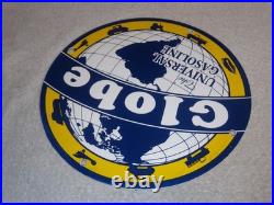 Vintage Globe The Universal Gasoline Airplane Boat Car Porcelain Metal Oil Sign Vintage Globe The Universal Gasoline Airplane Boat Car Porcelain Metal Oil Sign