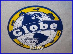 Vintage Globe The Universal Gasoline Airplane Boat Car Porcelain Metal Oil Sign