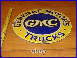 Vintage Gmc General Motors Trucks 14 Porcelain Metal Car, Gasoline & Oil Sign