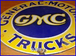 Vintage Gmc General Motors Trucks 14 Porcelain Metal Car, Gasoline & Oil Sign
