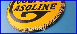 Vintage Goodrich Gasoline Porcelain Sign Tires Auto Car Mechanic Gas Pump Sign