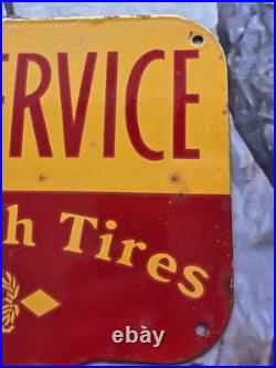 Vintage Goodrich Tires Air Service Porcelain Sign Car Gas Truck Motorcycle 10×8