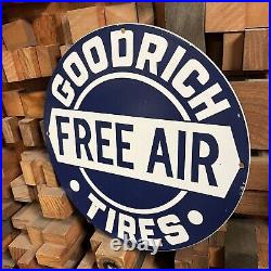 Vintage Goodrich Tires Porcelain Gas Oil Free Air Service Station Truck Car Sign