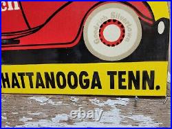 Vintage Goodrich Tires Porcelain Sign Old Capitol Motors Chattanooga Tn Car Auto