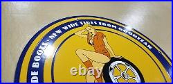 Vintage Goodyear Porcelain Gas Oil Wide Boots Gas Service Station Auto Tire Sign