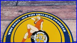 Vintage Goodyear Porcelain Gas Oil Wide Boots Service Station Auto Tire Sign