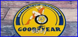 Vintage Goodyear Porcelain Gas Oil Wide Boots Service Station Auto Tire Sign
