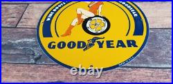 Vintage Goodyear Porcelain Gas Oil Wide Boots Service Station Auto Tire Sign