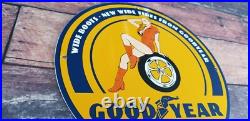 Vintage Goodyear Porcelain Gas Oil Wide Boots Service Station Auto Tire Sign