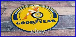 Vintage Goodyear Porcelain Gas Oil Wide Boots Service Station Auto Tire Sign