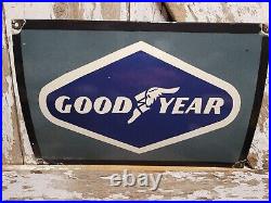 Vintage Goodyear Porcelain Sign Automobile Car Truck Tire Wheel Parts Supplies