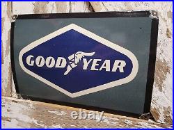 Vintage Goodyear Porcelain Sign Automobile Car Truck Tire Wheel Parts Supplies