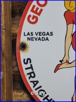 Vintage Goodyear Porcelain Sign Las Vegas Reno Gas Car Georgy Girl Tire Battery