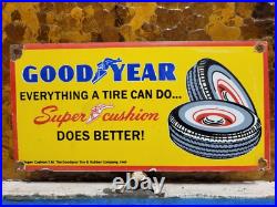 Vintage Goodyear Porcelain Sign Old 49' Tires Gas Automobile Parts Dealer Garage