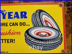Vintage Goodyear Porcelain Sign Old 49' Tires Gas Automobile Parts Dealer Garage