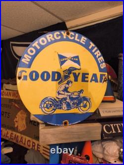 Vintage Goodyear Porcelain Sign Old Automobile Car Parts Dealer Store Motorcycle