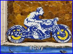 Vintage Goodyear Porcelain Sign Old Automobile Car Parts Dealer Store Motorcycle