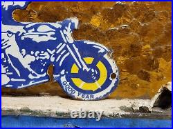 Vintage Goodyear Porcelain Sign Old Automobile Car Parts Dealer Store Motorcycle