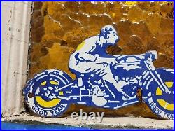 Vintage Goodyear Porcelain Sign Old Automobile Car Parts Dealer Store Motorcycle