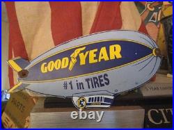 Vintage Goodyear Porcelain Sign Old Automobile Parts Dealership Sales Service