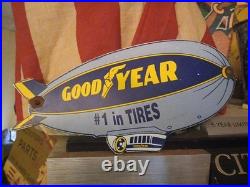 Vintage Goodyear Porcelain Sign Old Automobile Parts Dealership Sales Service
