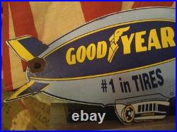 Vintage Goodyear Porcelain Sign Old Automobile Parts Dealership Sales Service