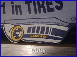 Vintage Goodyear Porcelain Sign Old Automobile Parts Dealership Sales Service