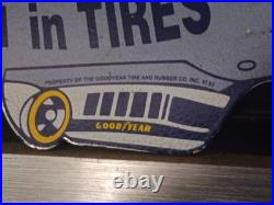 Vintage Goodyear Porcelain Sign Old Automobile Parts Dealership Sales Service
