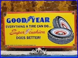 Vintage Goodyear Tires Porcelain Sign Old 1949 Gas Automobile Parts Dealer Store