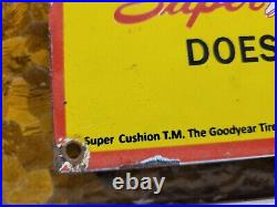 Vintage Goodyear Tires Porcelain Sign Old 1949 Gas Automobile Parts Dealer Store