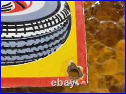 Vintage Goodyear Tires Porcelain Sign Old 1949 Gas Automobile Parts Dealer Store