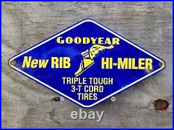 Vintage Goodyear Tires Porcelain Sign Old Automobile Parts Garage Service Gas