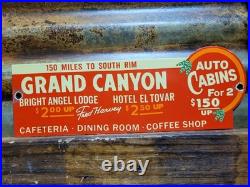 Vintage Grand Canyon Porcelain Sign Old Lodge Hotel Auto Cabin Coffee Shop Park