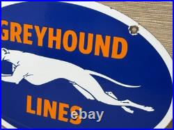 Vintage Greyhound Bus Line Porcelain Sign Gas Oil Depot Stop Yelloway Dog Auto Vintage Greyhound Bus Line Porcelain Sign Gas Oil Depot Stop Yelloway Dog Auto