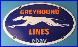 Vintage Greyhound Porcelain Gas Bus Lines Transportation Auto Dog Service Sign