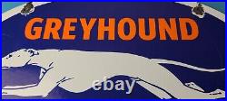 Vintage Greyhound Porcelain Gas Bus Lines Transportation Auto Dog Service Sign