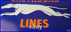 Vintage Greyhound Porcelain Gas Bus Lines Transportation Auto Dog Service Sign