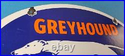 Vintage Greyhound Porcelain Gas Bus Lines Transportation Auto Dog Service Sign