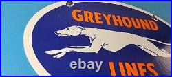 Vintage Greyhound Porcelain Gas Bus Lines Transportation Auto Dog Service Sign