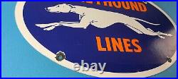 Vintage Greyhound Porcelain Gas Bus Lines Transportation Auto Dog Service Sign