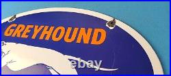 Vintage Greyhound Porcelain Gas Bus Lines Transportation Auto Dog Service Sign