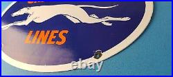 Vintage Greyhound Porcelain Gas Bus Lines Transportation Auto Dog Service Sign