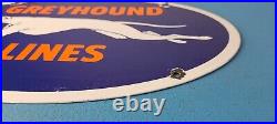 Vintage Greyhound Porcelain Gas Bus Lines Transportation Auto Dog Service Sign