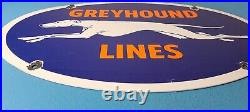 Vintage Greyhound Porcelain Gas Bus Lines Transportation Auto Dog Service Sign